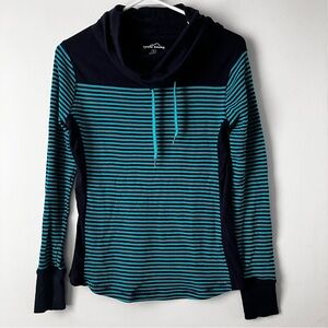 Eddie Bauer Green and Navy Striped Thermal Knit Top or Underwear Layer